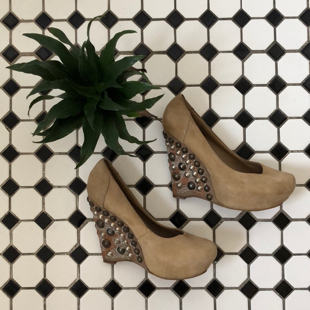 Tan Studded Wedges